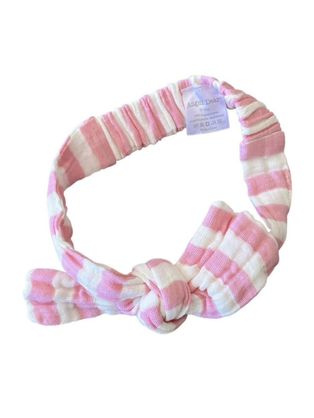 Angel Dear Baby Knot 0-12M Headband Pink Stripe Organic Cotton Adjustable